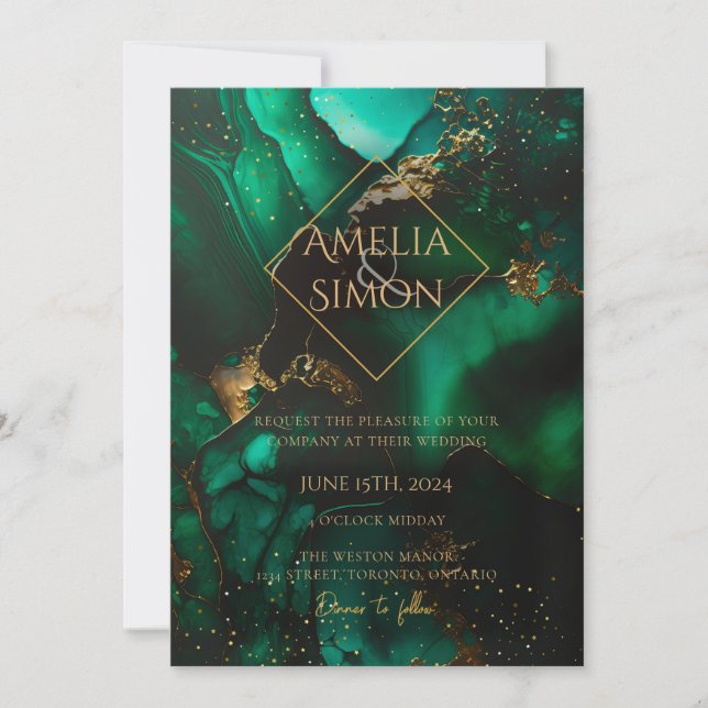 Emerald Diamond Green Jewel Tone Invitation (Devant)