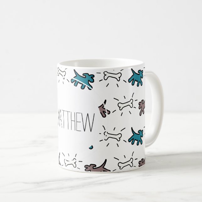 Emerald Dog Bone Graffiti Style Personalized Mug (Front Right)