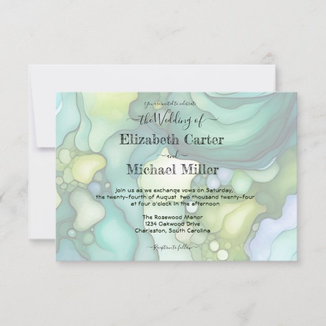 Emerald Dream: Modern Wedding Elegance Minimalism Invitation (Front)