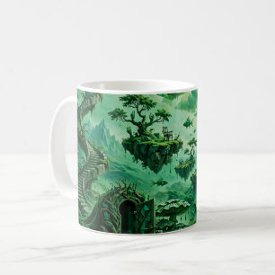 Emerald Dreams Surreal Landscape Shades of Green Coffee Mug