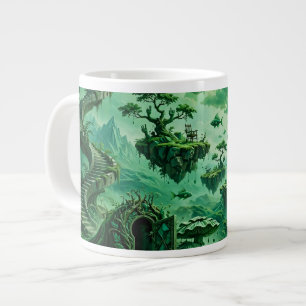 Emerald Dreams Surreal Landscape Shades of Green Large Coffee Mug