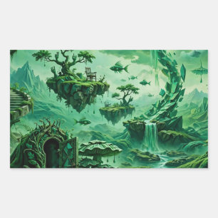 Emerald Dreams Surreal Landscape Shades of Green Sticker