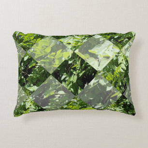 Emerald Elegance: Green Leaves in Diamond Cut, Accent Pillow
