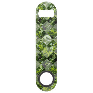 Emerald Elegance: Green Leaves in Diamond Cut, Bar Key