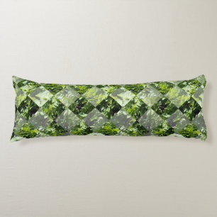 Emerald Elegance: Green Leaves in Diamond Cut, Body Pillow