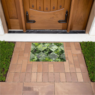 Emerald Elegance: Green Leaves in Diamond Cut, Doormat