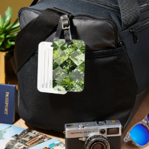Emerald Elegance: Green Leaves in Diamond Cut, Luggage Tag