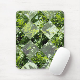 Emerald Elegance: Green Leaves in Diamond Cut, Mouse Pad