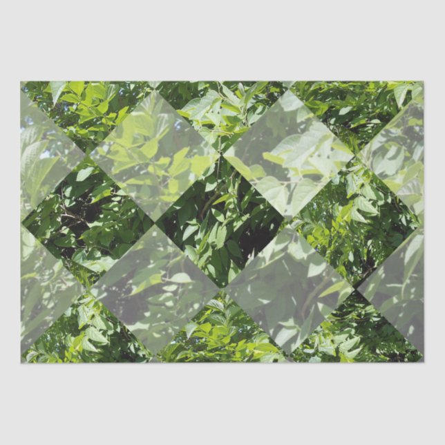 Emerald Elegance: Green Leaves in Diamond Cut, Tissue Paper (Front)