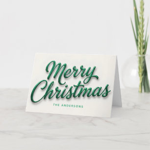 Emerald Elegance Retro Script Merry Christmas Holiday Card
