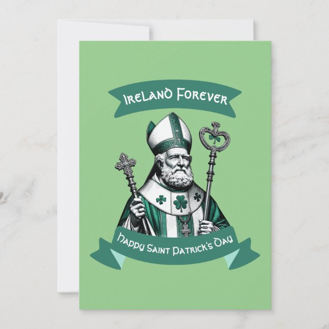 Emerald Elegance: St. Patrick's Day Bishop Tribute Invitation (Front)