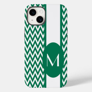 Emerald Elegant Chevron Design with monogram Case-Mate iPhone 14 Case