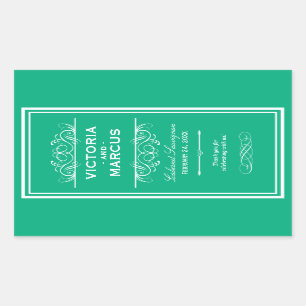 Emerald Elegant Wedding Monogram Wine Bottle Sticker