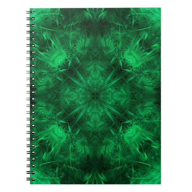 Emerald Energy Mandala Fractal Art Notebook (Front)