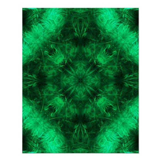 Emerald Energy Mandala Fractal Art Poster (Front)