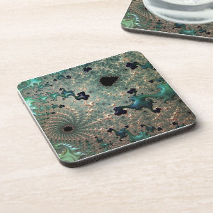 Emerald et Gold Mandelbrot Dessous de verre en pla