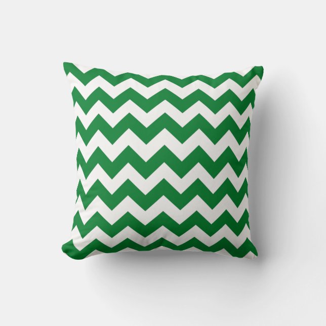 Emerald et White Chevron Zig Zag Coussin (Recto)