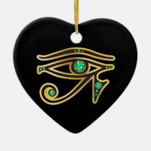 Emerald Eye of Ra in Gold Ceramic Ornament