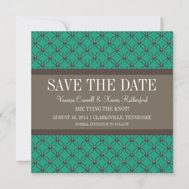 Emerald Fancy Lattice Save the Date Invite (Front)