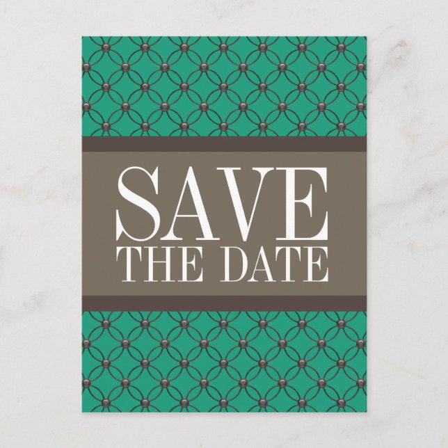 Emerald Fancy Lattice Save the Date Postcard (Front)