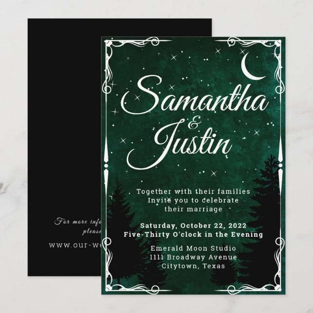 Emerald Fantasy Forest Wedding Invitation (Front/Back)