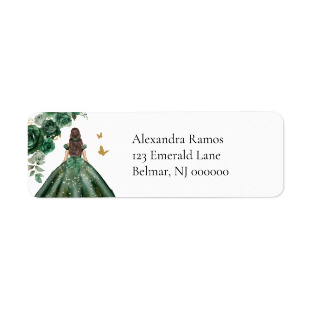 Emerald Faux Gold Foil Quinceañera Adresse de reto (Devant)