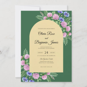 Emerald Fern Pink Wedding Invitation