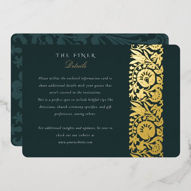 Emerald Floral Details Card (Front/Back)