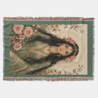 Emerald Floral Lady Fleece Blanket | Persian Pink 