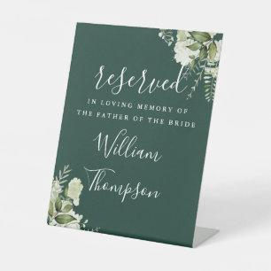 Emerald Floral Reserved Father Mother Memorial Pedestal Sign