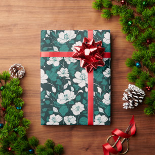 Emerald Floral Seamless Pattern Design Wrapping Paper