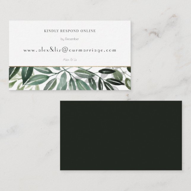 Emerald Forest Gilded ONLINE REPLY Enclosure Card (Front/Back)