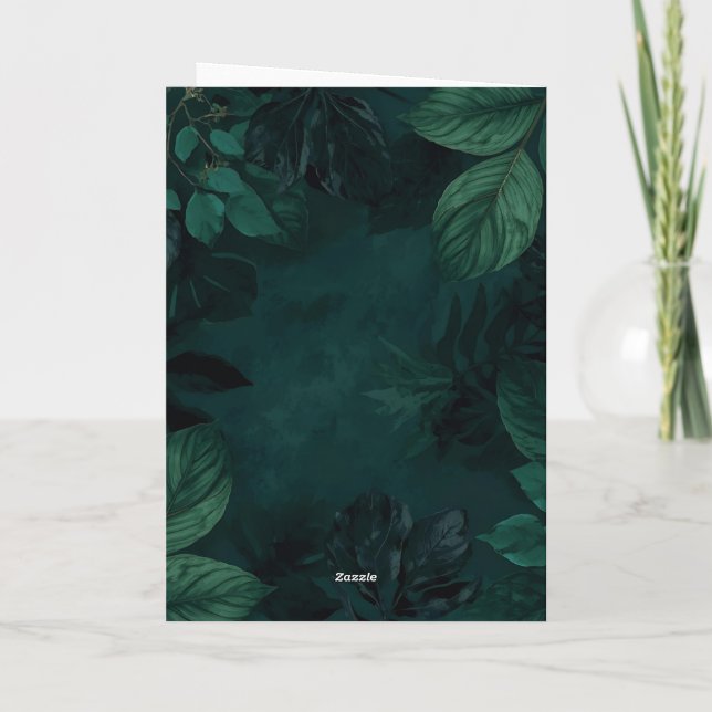 Emerald Forest Mood – Deep Green Botanical Design Card (Back)