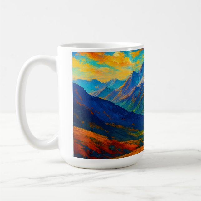 Emerald Forest Watercolor Canvas Coffee Mug (Left)