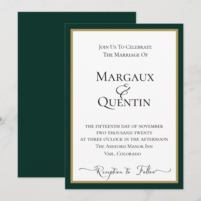 Emerald Forest Wedding Invitation (Front/Back)