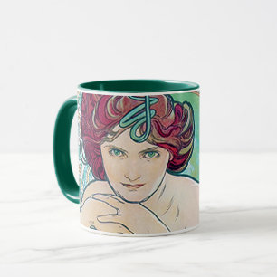 Emerald (Four Jewels), Alphonse Mucha Mug