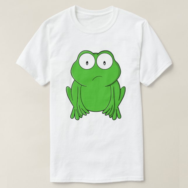 Emerald Frog Wide-Eyed Worry T-Shirt (Design Front)