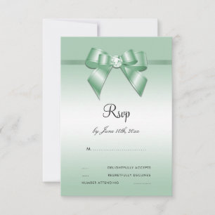 Emerald Gem Bow & Ribbon 55th Wedding Anniversary RSVP Card