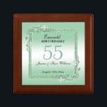 Emerald Gem & Glitter 55th Wedding Anniversary Gift Box<br><div class="desc">Glamourous and elegant posh 55th Emerald Wedding Anniversary gift box with stylish emerald green gem stone jewels corner antique decorations and matching coloured glitter border frame. A romantic design for your celebration. All text, font and font colour is fully customizable to meet your requirements. If you would like help to...</div>