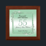 Emerald Gem & Glitter 55th Wedding Anniversary Gift Box<br><div class="desc">Glamourous and elegant posh 55th Emerald Wedding Anniversary gift box with stylish emerald green gem stone jewels corner antique decorations and matching coloured glitter border frame. A romantic design for your celebration. All text, font and font colour is fully customizable to meet your requirements. If you would like help to...</div>