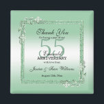 Emerald Gem & Glitter 55th Wedding Anniversary  Magnet<br><div class="desc">Glamourous and elegant posh 55th Emerald Wedding Anniversary favour magnet with stylish emerald green gem stone jewels corner antique decorations and matching coloured glitter border frame. A romantic design for your celebration. All text, font and font colour is fully customizable to meet your requirements. If you would like help to...</div>
