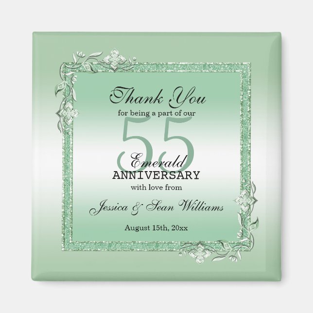 Emerald Gem & Glitter 55th Wedding Anniversary  Magnet (Front)
