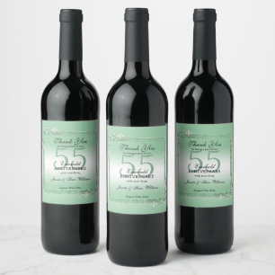 Emerald Gem & Glitter 55th Wedding Anniversary Wine Label