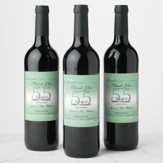 Emerald Gem & Glitter 55th Wedding Anniversary Wine Label
