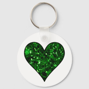 Emerald Gem Heart Keychain