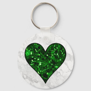 Emerald Gem Heart Keychain