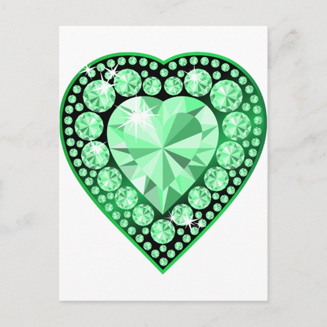 Emerald Gem Heart Postcard (Front)
