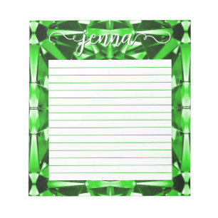 Emerald Gemstone Lined Personalized Notepad