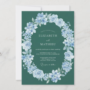 Emerald Gentle Floral Arch Wedding Invitation