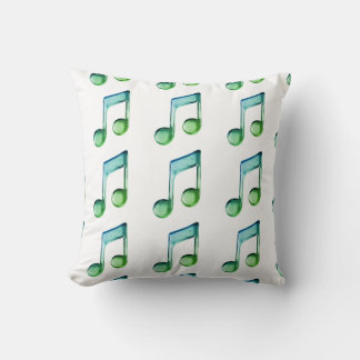 Emerald Glass Rhythms: Translucent Musical Pattern Throw Pillow